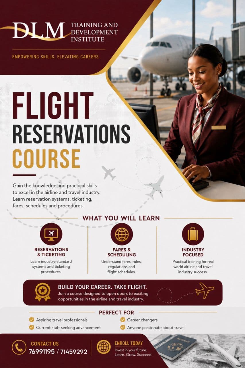 DLM Group flight reservation flyer